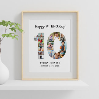 10th Birthday Number Photo Collage 8X10 Poster