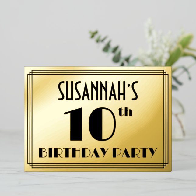 10th Birthday Party — Art Deco Look “10” + Name (Standing Front)