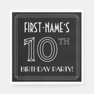 10th Birthday Party: Art Deco Style + Custom Name Napkin