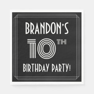 10th Birthday Party: Art Deco Style + Custom Name Napkin