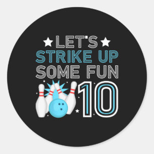10th Birthday Party Bowling Boy 10 Year Old Bowlin Classic Round Sticker