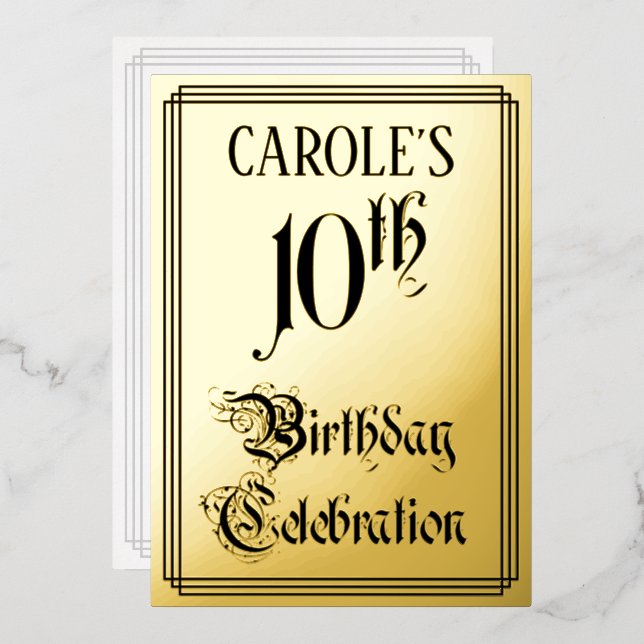 10th Birthday Party — Elegant Script + Custom Name (Front/Back)