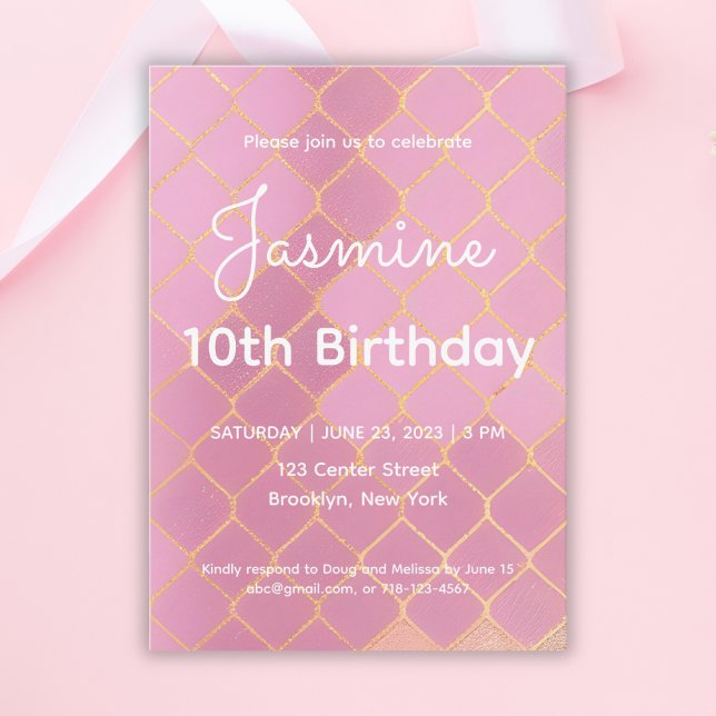 10th Birthday Party Girl  Invitation (Creator Uploaded)