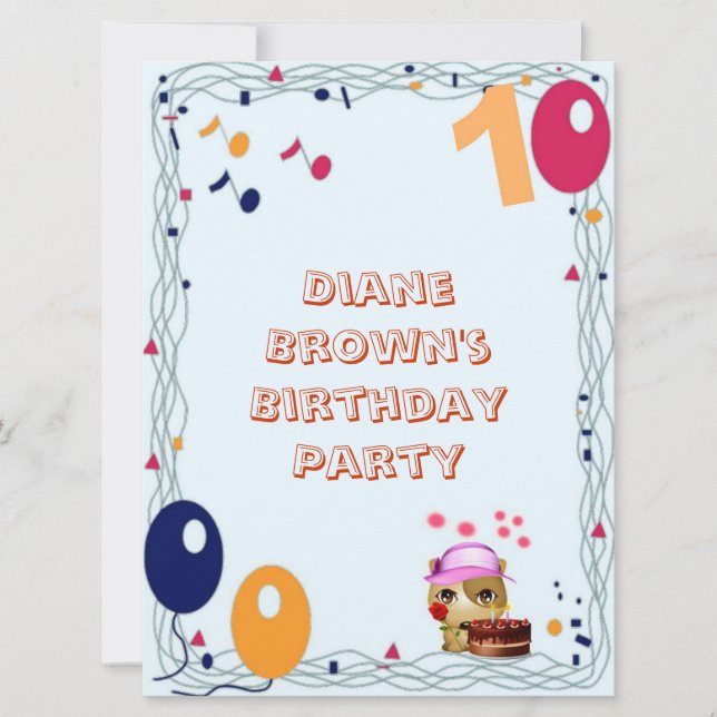 10th Birthday Party Invitation (Front)
