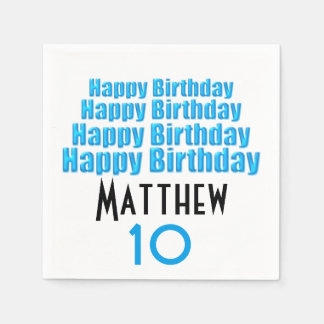 10th Birthday Party Personalised Paper Napkins