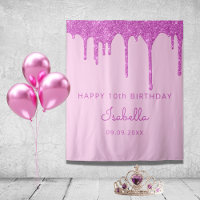 10th Birthday party pink glitter drip girl 