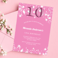 10th Birthday party pink white stars girl luxury