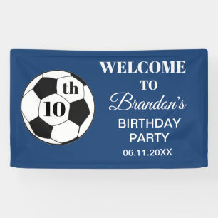 10th Birthday Party Soccer Blue Boys Sports Banner