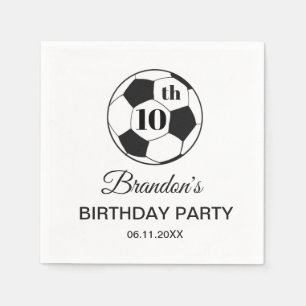 10th Birthday Party Soccer White Boys Sports Napkin