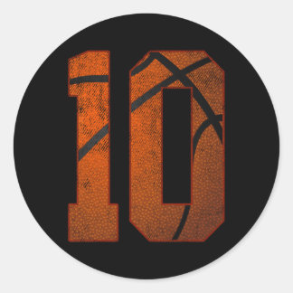 10th Birthday Party Ten 10 Year Old Basketball Bda Classic Round Sticker
