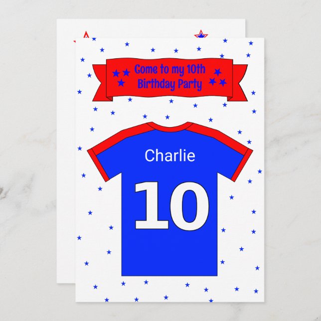 10th birthday personalised party invitation (Front/Back)