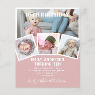 10TH Birthday Photo Collage Invite Boy Girl Mixed Flyer