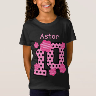 10th Birthday Pink Polka Dots Custom Name V025A5 T-Shirt