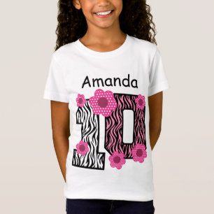 10th Birthday Pink Zebra Custom Name B01 T-Shirt