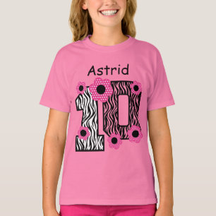 10th Birthday Pink Zebra Custom Name V025A4A T-Shirt