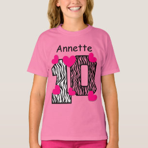 10th Birthday Pink Zebra Custom Name V025A5 T-Shirt