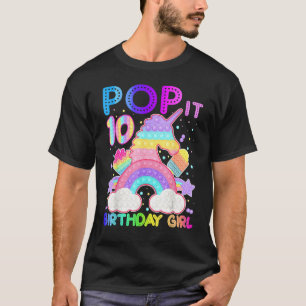 10th Birthday Pop It Unicorn Fidget Toy 10 Year Ol T-Shirt