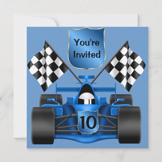 10th BIRTHDAY Race Car Invitation (Front)