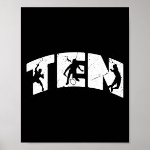 10th Birthday Retro Badminton 10 Years Old Boy Gir Poster