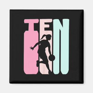 10th Birthday Retro Basketball Player 10 Years Old Magnet