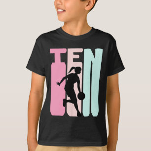 10th Birthday Retro Bysketbyll Player 10 Years Old T-Shirt