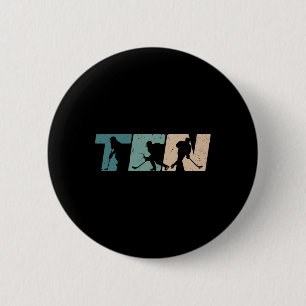 10th Birthday Retro Ice Hockey 10 Years Old Boy Gi 6 Cm Round Badge
