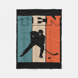 10th Birthday Retro Ice Hockey 10 Years Old Boy Gi Fleece Blanket