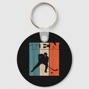 10th Birthday Retro Ice Hockey 10 Years Old Boy Gi Key Ring