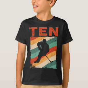 10th Birthday Retro Ice Hockey 10 Years Old Boy Gi T-Shirt