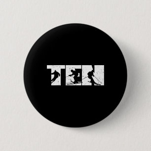 10th Birthday Retro Ski Skiing 10 Year Old Boys Gi 6 Cm Round Badge