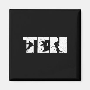 10th Birthday Retro Ski Skiing 10 Year Old Boys Gi Magnet