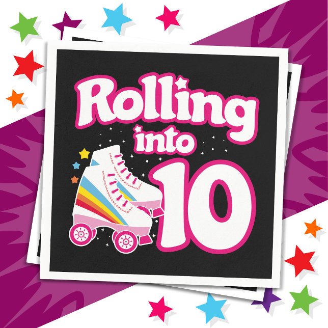 10th Birthday Roller Skating 10 Years Old Skate Napkin (Creator Uploaded)