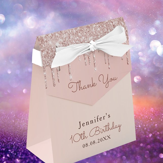 10th birthday rose gold glitter glam thank you favour box (Creator Uploaded)