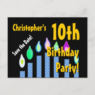 10th Birthday Save the Date Festive Candles V13C Announcement Postcard
