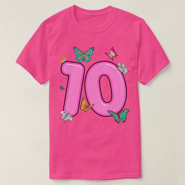 10th Birthday Shirt Butterflies 10 Years Old Girls (Design Front)