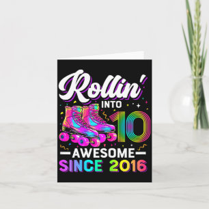 10th Birthday Shirt Girl 10 Year Old Roller Skate Card