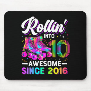 10th Birthday Shirt Girl 10 Year Old Roller Skate Mouse Pad