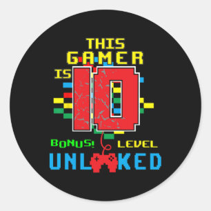 10th Birthday Shirt Video Game Unlocked Level 10 Y Classic Round Sticker