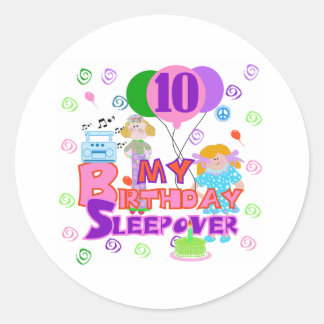 10th Birthday Sleepover Classic Round Sticker