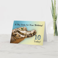 10th Birthday smiling alligator card