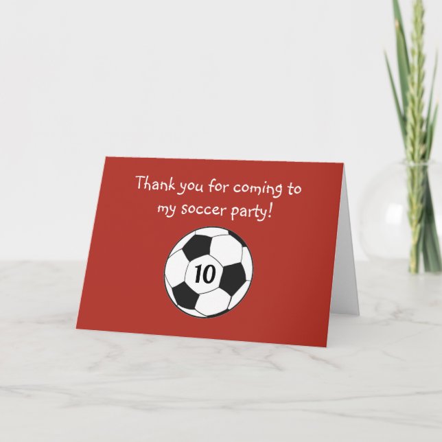 10th Birthday Soccer Sports Boys Kids Thank You Card (Front)