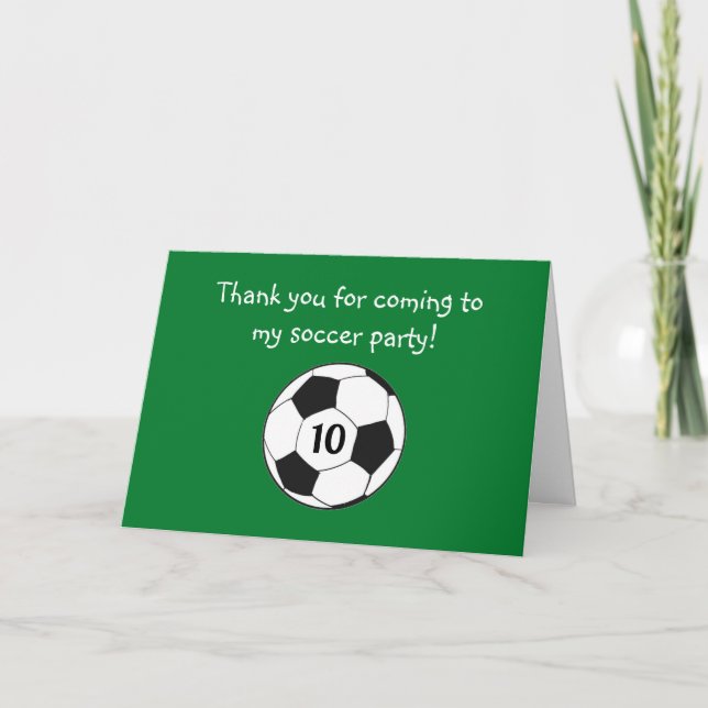 10th Birthday Soccer Sports Boys Kids Thank You Card (Front)