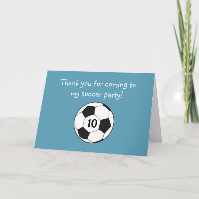10th Birthday Soccer Sports Boys Kids Thank You Card (Front)
