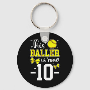 10th Birthday Softll Girl Ten Year Old Softll Play Key Ring