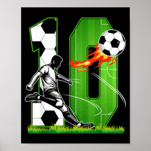 10th Birthday Sport Party 10 Year Old Soccer Poster