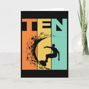 10th Birthday Surfing Beach Themed 10 Years Old Bo Card