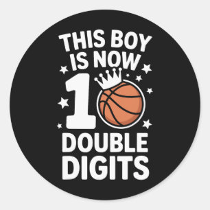 10th Birthday This Boy Is Now 10 Double Digits Ske Classic Round Sticker