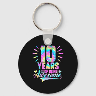 10th Birthday Tie-dye 10 Year Of Being Awesome Key Ring