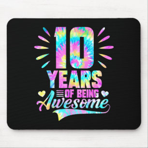 10th Birthday Tie-dye 10 Year Of Being Awesome  Mouse Pad