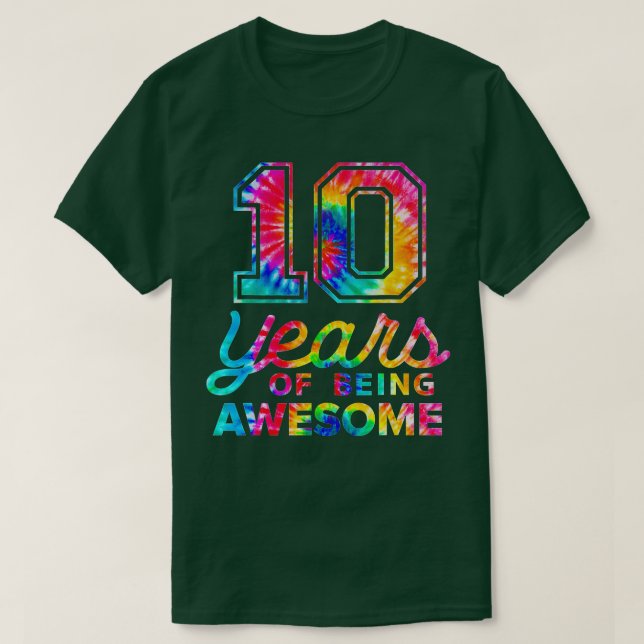 10th Birthday Tie Dye 10 Years Old Awesome Men Wom T-Shirt (Design Front)
